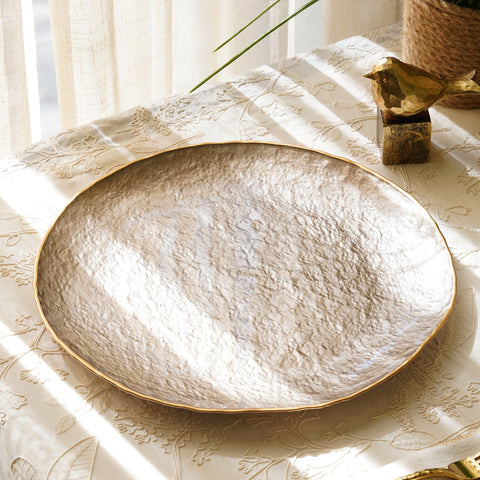 Set of 2 Taupe Dune Glass Charger Plates