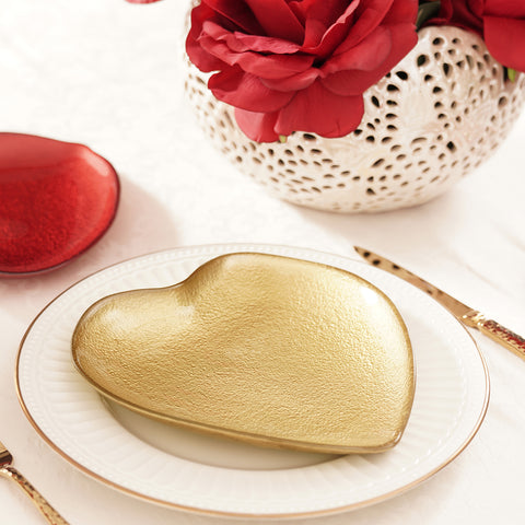 Gold Textured Glass Platter - Medium