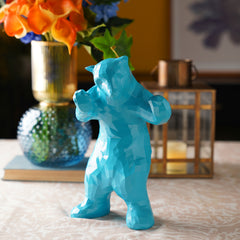 Teal Polyresin Bear Figurine - Large