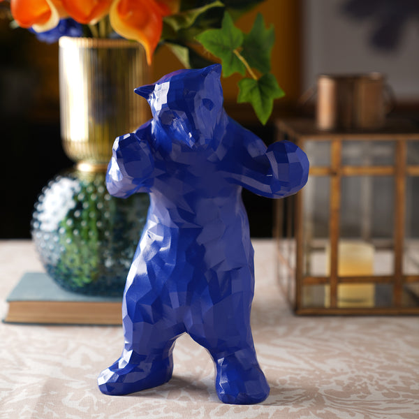 Blue Polyresin Bear Figurine - Large