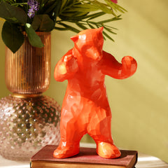 Orange Polyresin Bear Figurine - Small