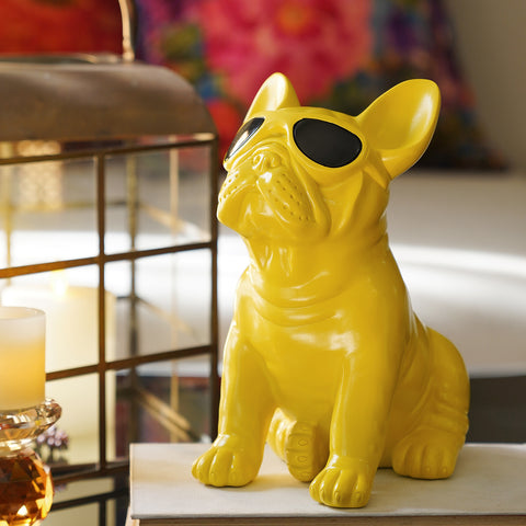 Yellow Polyresin Pug Figurine