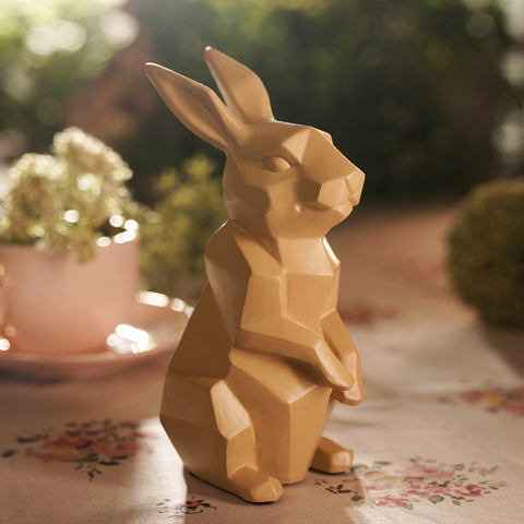 Taupe Polyresin Rabbit Figurine