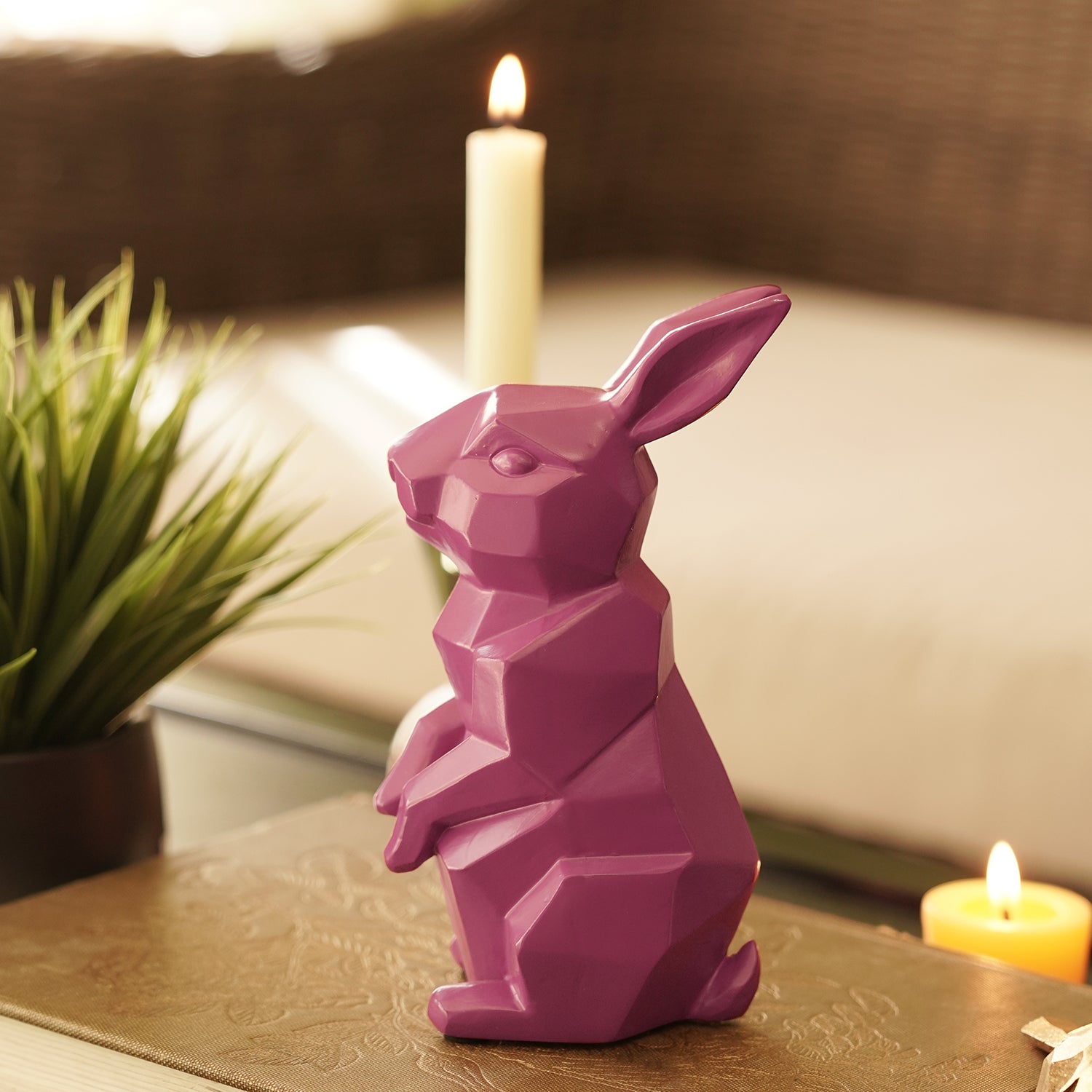 Polyresin Rabbit Pink Polyresin Rabbit Figurine