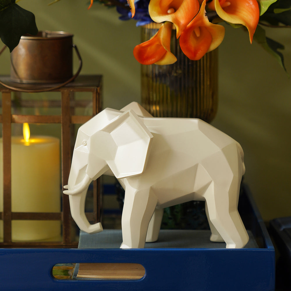 Ivory Polyresin Elephant Figurine