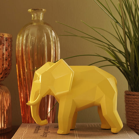 Yellow Polyresin Elephant Figurine