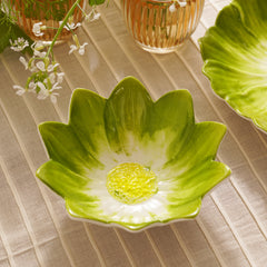 Green Porcelain Handpainted Flower Bowl