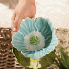 Blue Ombre Floral Shaped Ceramic Bowl