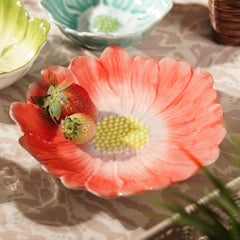 Red Ombre Floral Shaped Ceramic Platter