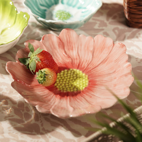 Red Ombre Floral Shaped Ceramic Platter