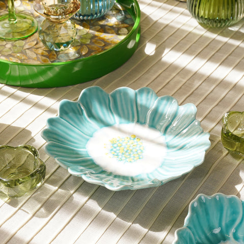 Light Blue Ombre Floral Shaped Ceramic Platter
