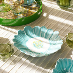 Light Blue Ombre Floral Shaped Ceramic Platter