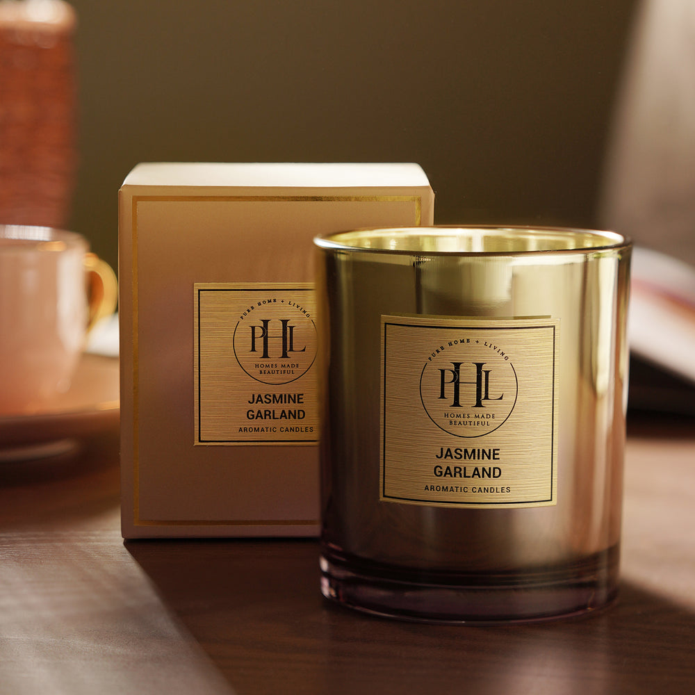Jasmine Garland Scented Wax Filled Jar Candle - Purple