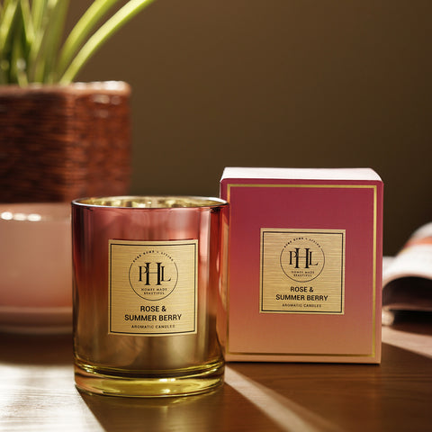 Rose & Summer Berry Scented Wax Filled Candle - Yellow