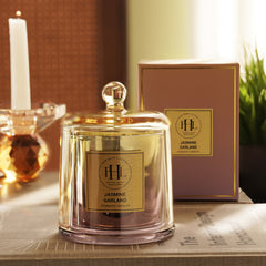 Jasmine Garland Scented Candle with Cloche - Purple