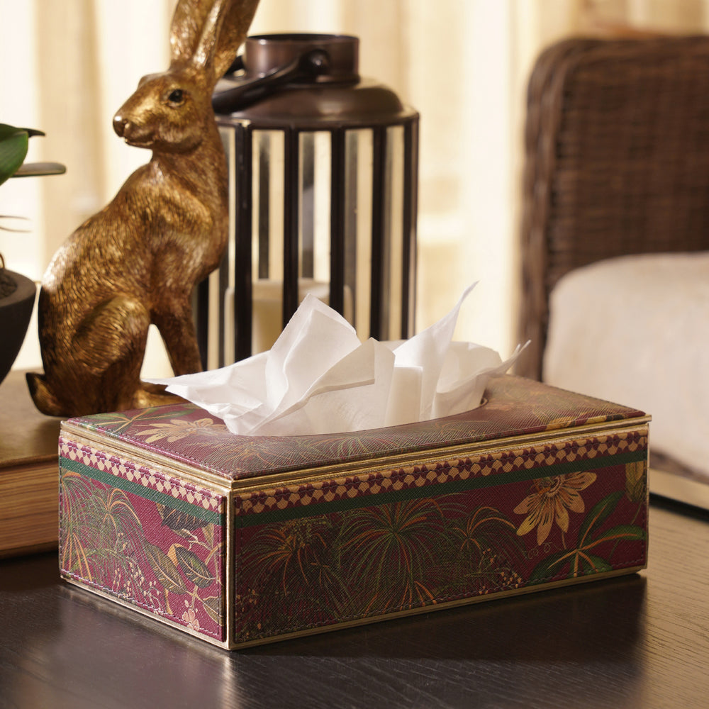 Purple Solano Printed Square Faux Leather Tissue Box