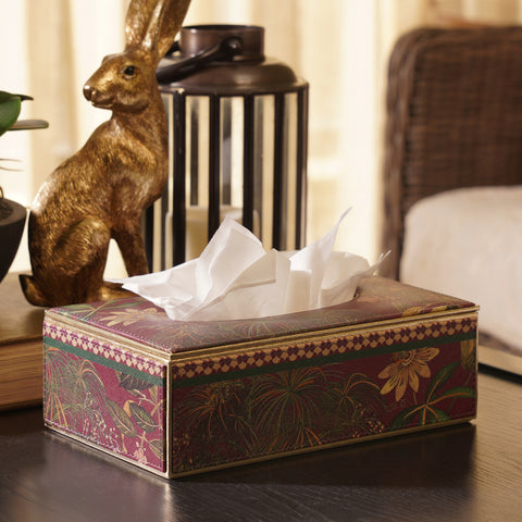 Purple Solano Printed Square Faux Leather Tissue Box
