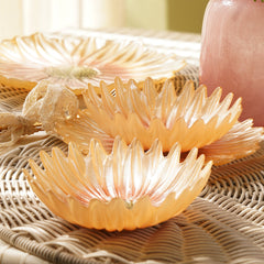 Gold Flower Shaped Side Glass Bowls