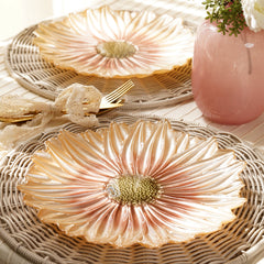 Gold Flower Shaped Glass Dinner Plates