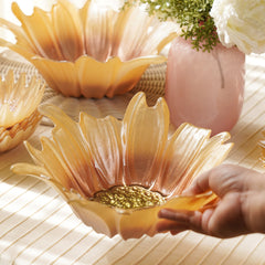 Gold & Light Pink Papatya Flower Serving Bowl - Medium