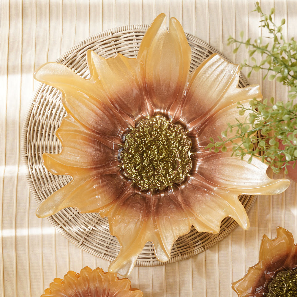 Gold & Light Pink Papatya Flower Serving Bowl - Large