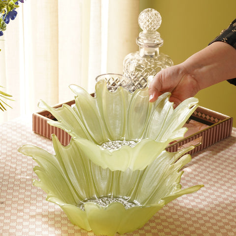 Green & Gold Papatya Flower Serving Platter - Medium
