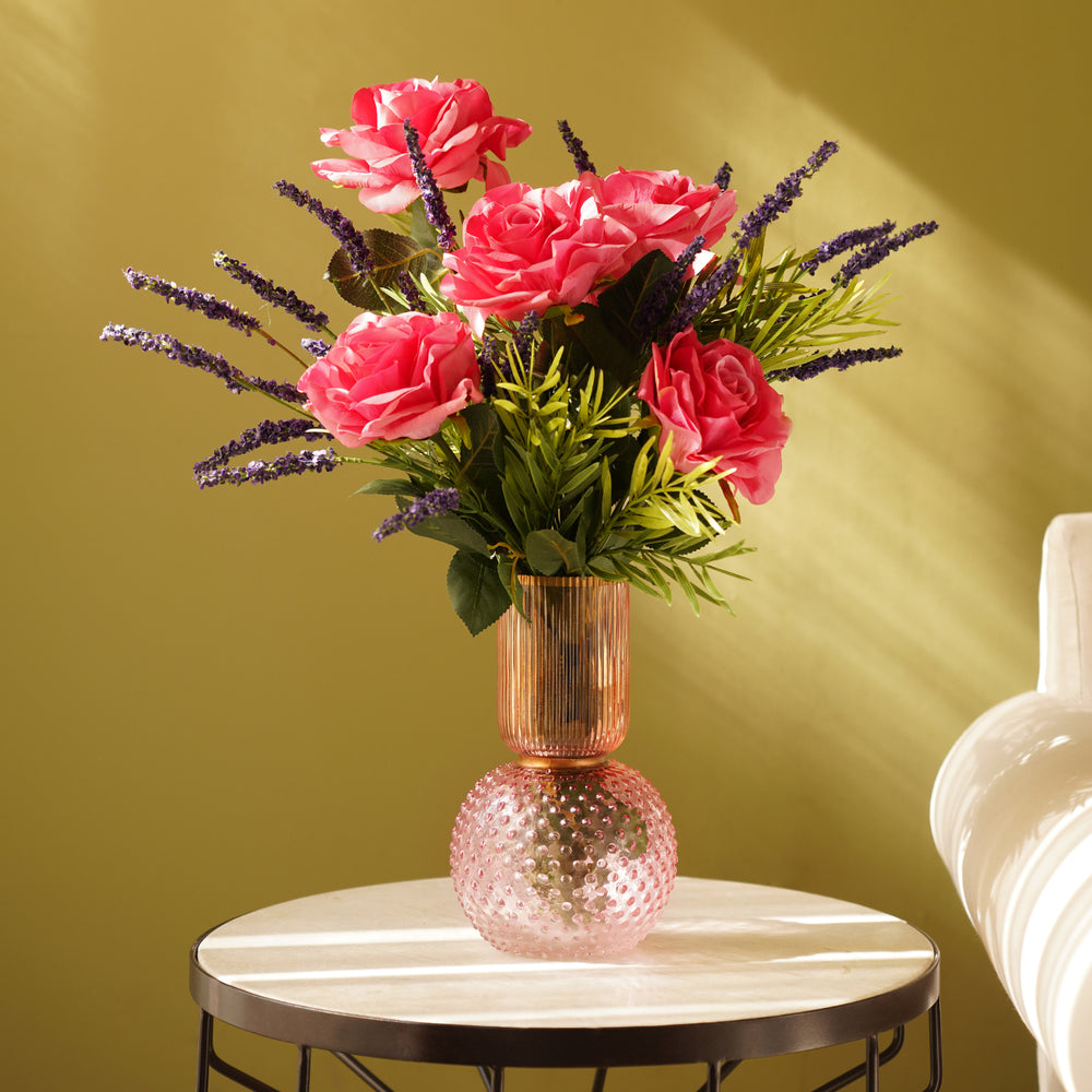 Pink & Orange Dual Shaped Ombre Glass Vase