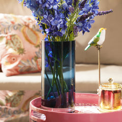 Dark Blue Glass Cylindrical Vase - Large