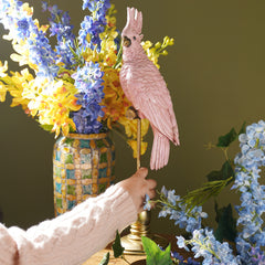Pink Polyresin Exotic Parrot with Stand