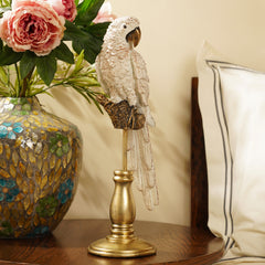 Grey Polyresin Exotic Parrot with Stand
