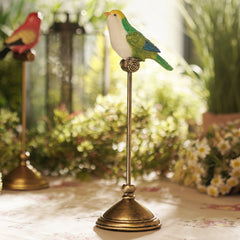 Green & Yellow Small Polyresin Bird with Stand