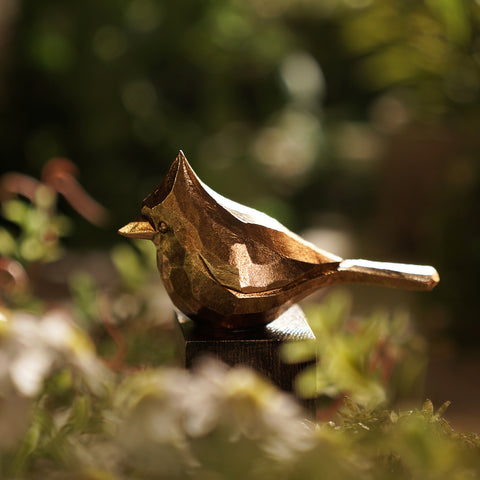 Gold Polyresin Antique Finish Bird Figurine