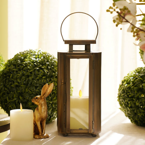 Brown Antique Finish Metal Lantern