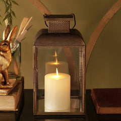 Brown Antique Finish Metal Tall Lantern - Small