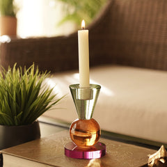 Green 3 Tone Multishape Glass Candle Holder