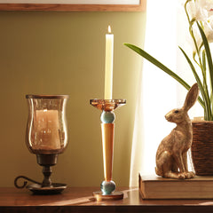 3 Tone Cut Glass Tall Candle Holder