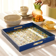 Blue & Green Bamboo  Square Tray