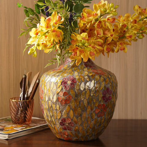 Orange & Pink Mother of Pearl Vase - Small