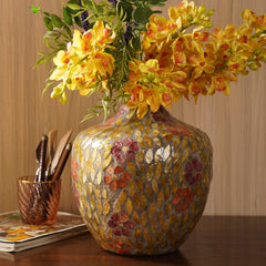 Orange & Pink Mother of Pearl Vase - Small