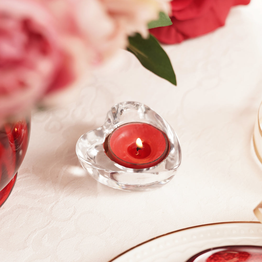 Silver Glass Heart Shaped Tealight Holder