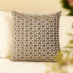 Brown Embroidered Square Cushion Cover