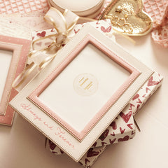 Ivory & Pink Faux Leather Photo Frame