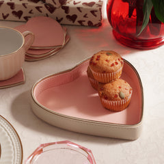 Pink & Ivory Faux Leather Heart Shaped Platter