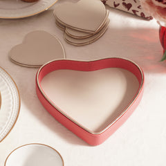 Pink & Ivory Faux Leather Heart Shaped Platter