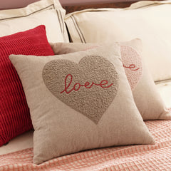 Beige Applique Work Square Cushion Cover