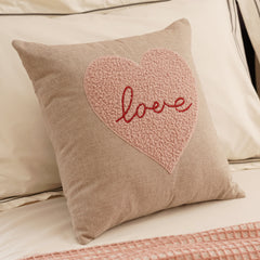 Pink Applique Work Square Cushion Cover