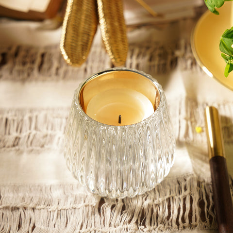 Silver Ribbed Texture Tealight Holder