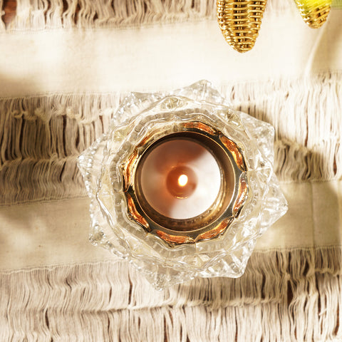 Silver Lotus Shaped Tealight Holder