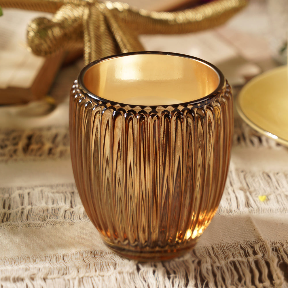 Light Amber Ribbed Texture Tealight Holder