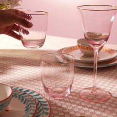 Set of 2 Pink Spiral Textured Drinking Glasses